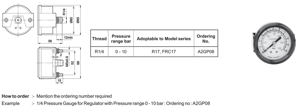 Panel mounting Pressure Gauge