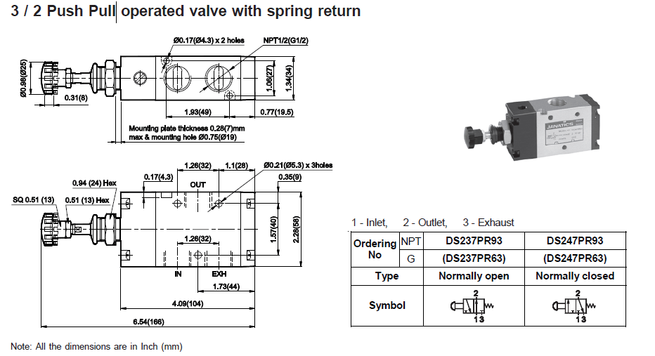3/2 push Pull valve