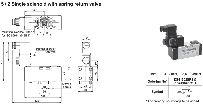 5/2 Single solenoid