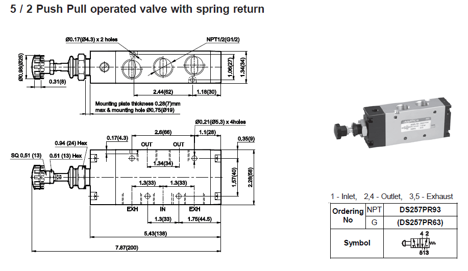 5/2 push Pull valve