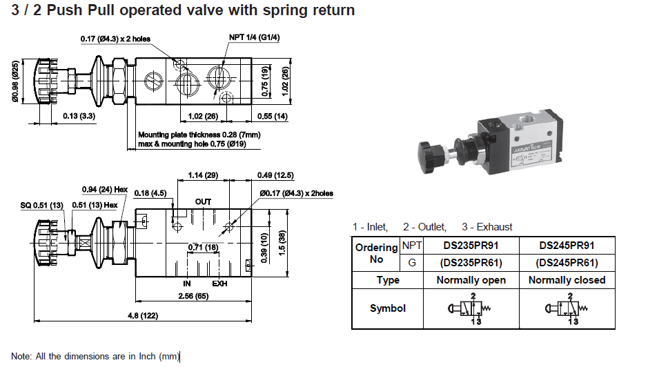 3/2 Push Pull Valve