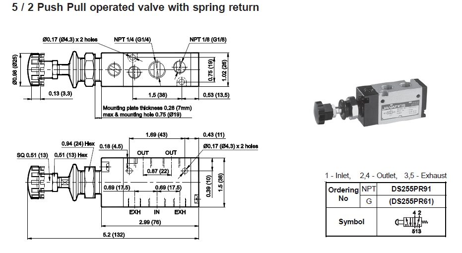 5/2 Push Pull Valve